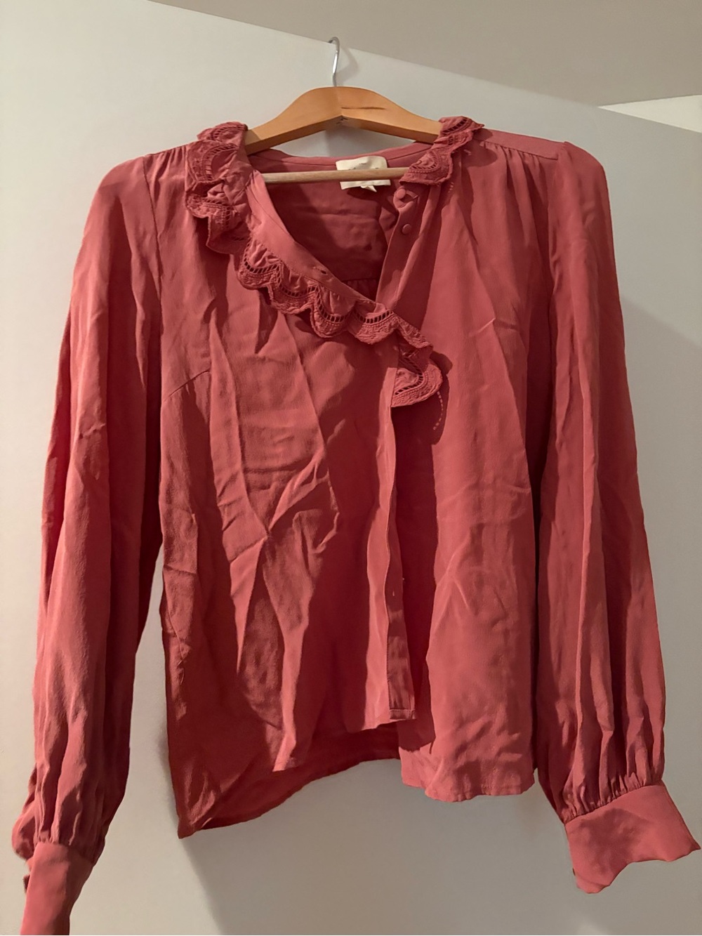 Mauve Pink Silk Sezane longsleeve blouse Size 8